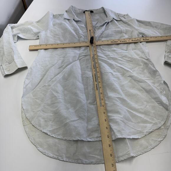 Sanctuary Shirt Womens‎ Small White Blue Striped Linen Blend Button Pullover Top - Picture 6 of 6